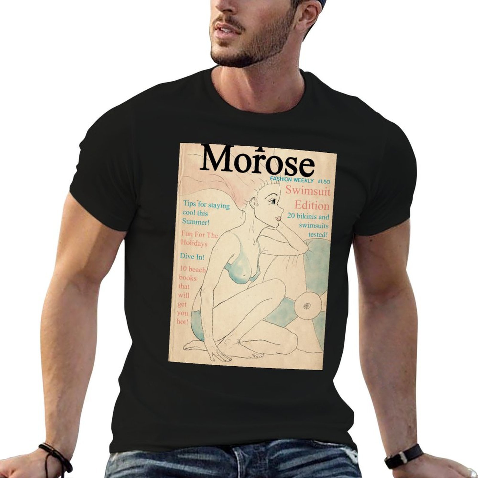 Mens Fashion Magazines - T-shirt décontracté à thème rétro/vintage avec