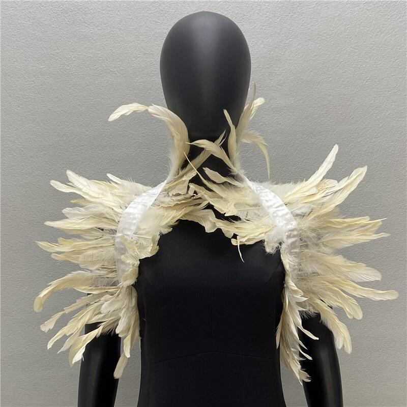 Men Fashion Rave - Châle Gothique en Plumes Naturelles pour