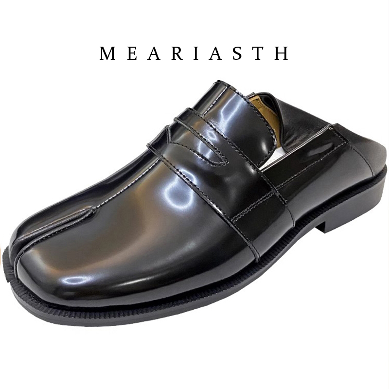 Men'S Fashion Loafers - Mocassins Tabi noirs en cuir verni