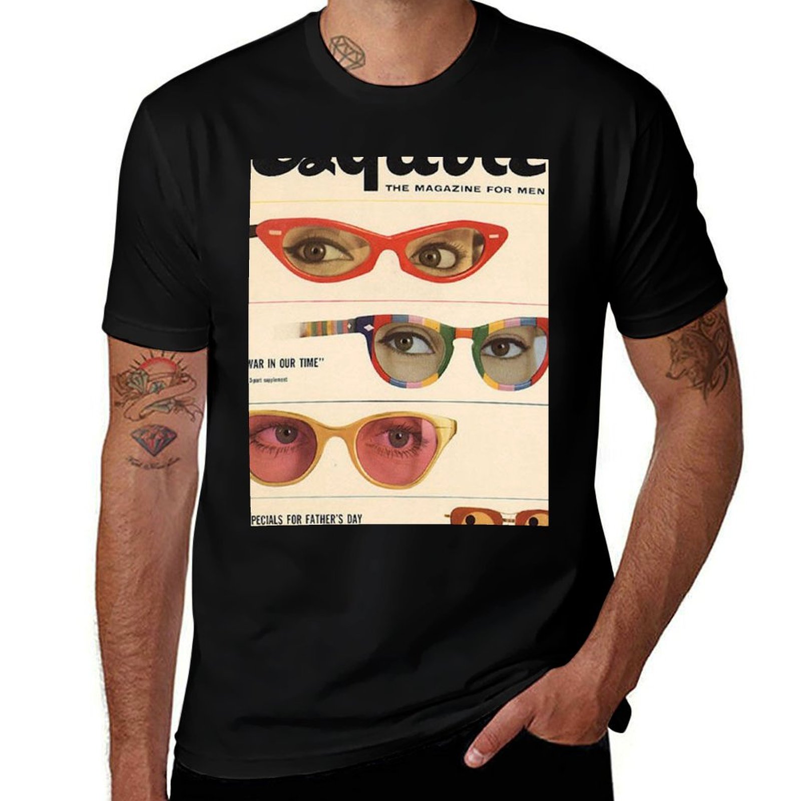Mens Fashion Magazines - T-shirt décontracté à manches courtes Esquire
