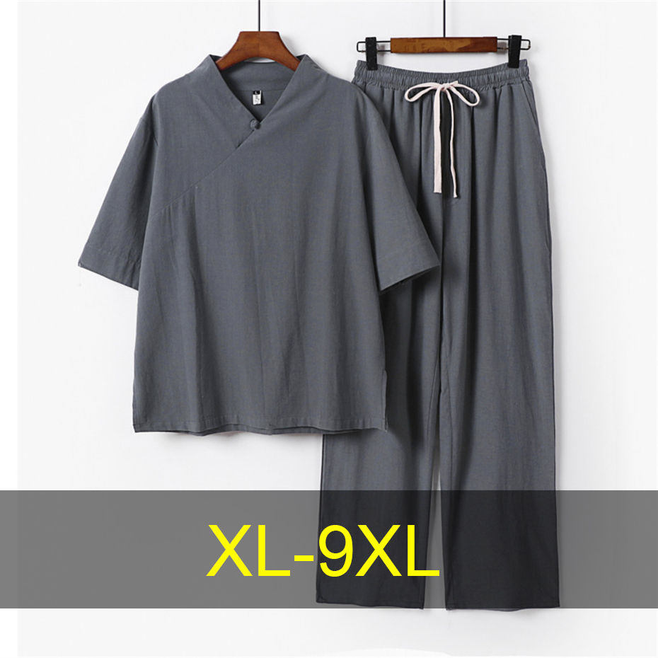 Men'S Fashion V Neck T Shirts - 9XL grande taille costumes hommes ensembles