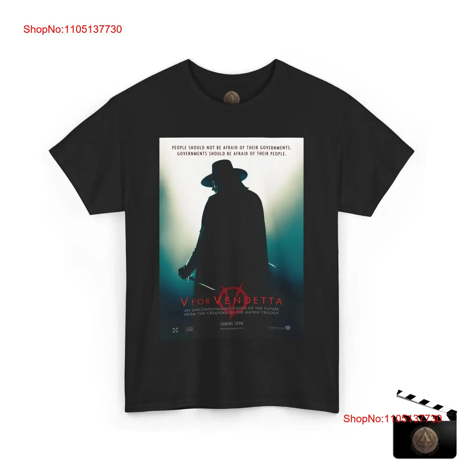 Men'S Fashion V Neck T Shirts - V pour Vendetta rétro affiche de