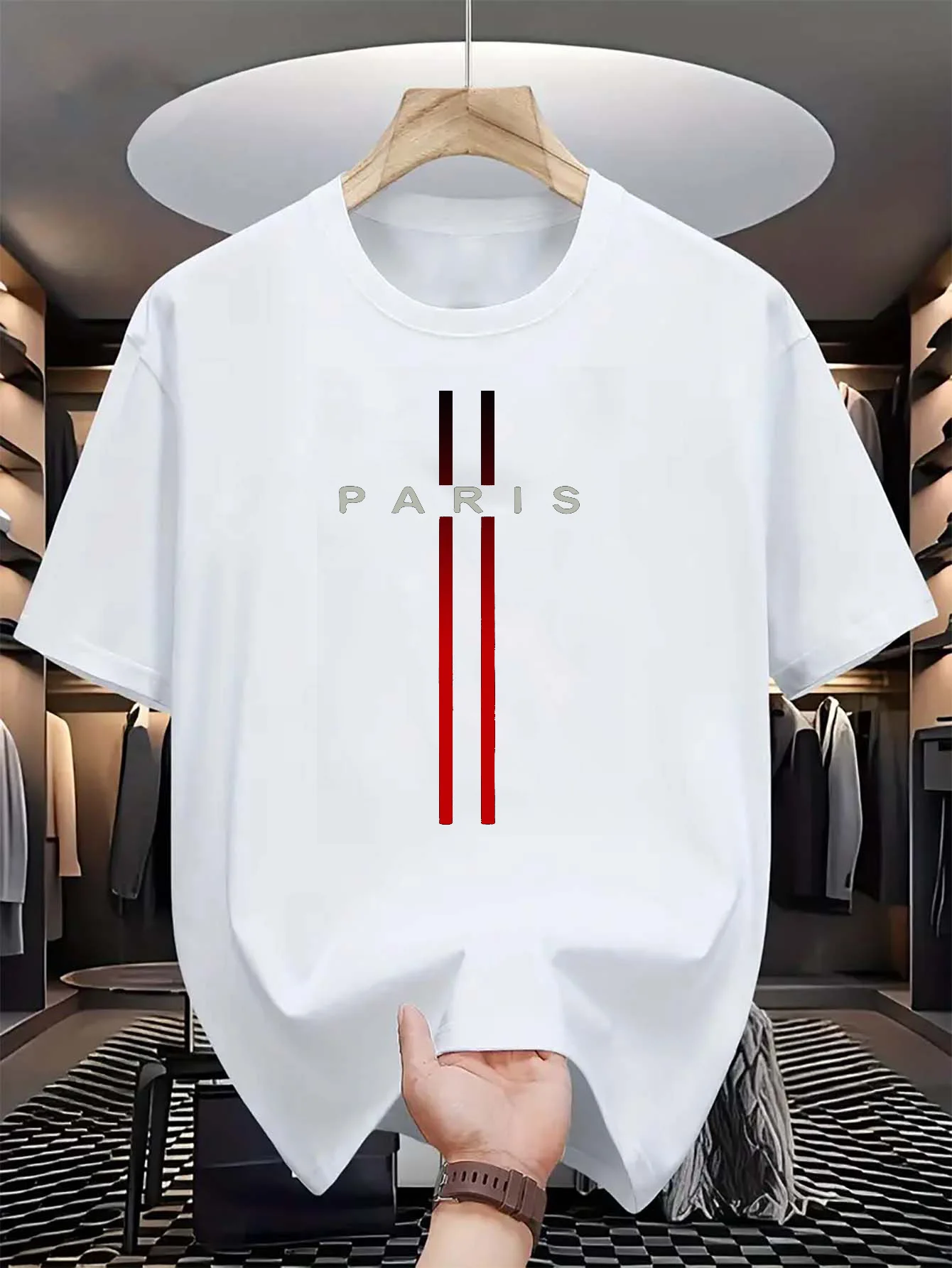 Paris Men'S Fashion - T-shirt décontracté d'été pour homme 100