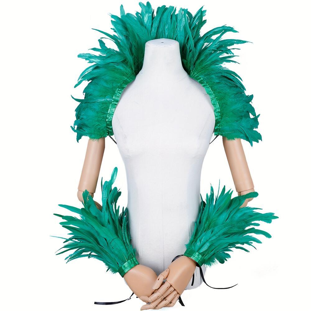 Men Fashion Rave - Châle élégant en plumes rouges pour