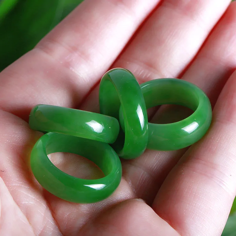 Men Fashion Rave - Bague de diversification naturelle verte Hetian,