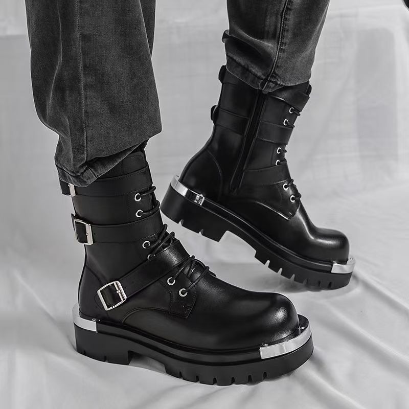 Bottines en cuir pour hommes d - Men Fashion Elegant avis et prix