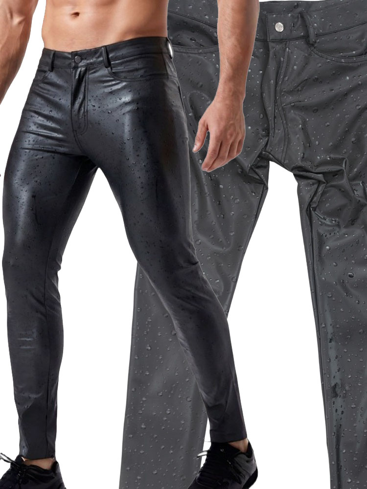 Pantalon en jean en similicuir - Jeans Pants Fashion Men avis et prix